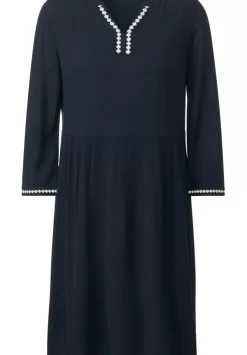 Besticktes Kleid In Unifarbe