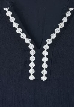 Besticktes Kleid In Unifarbe