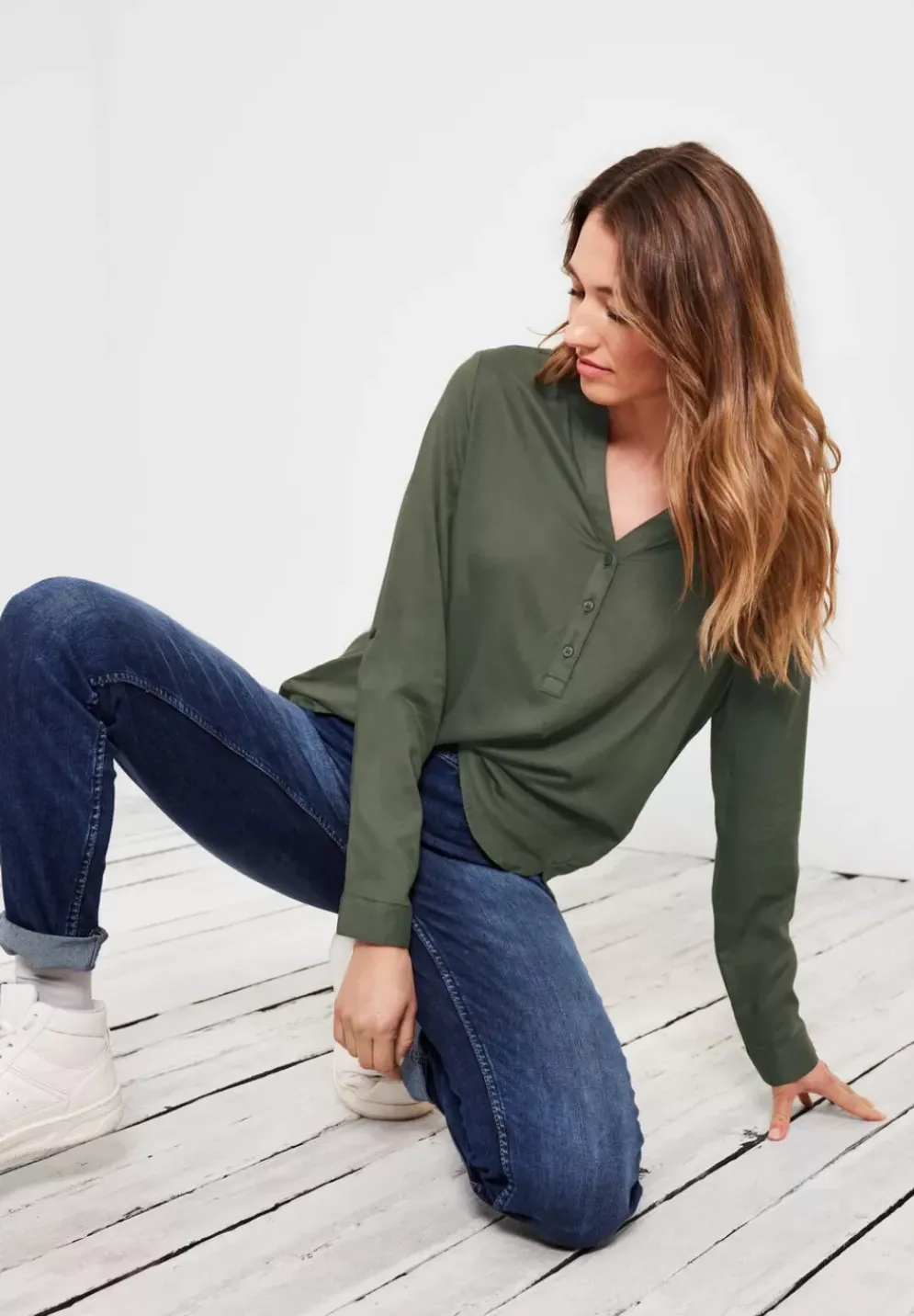 Bluse In Unifarbe