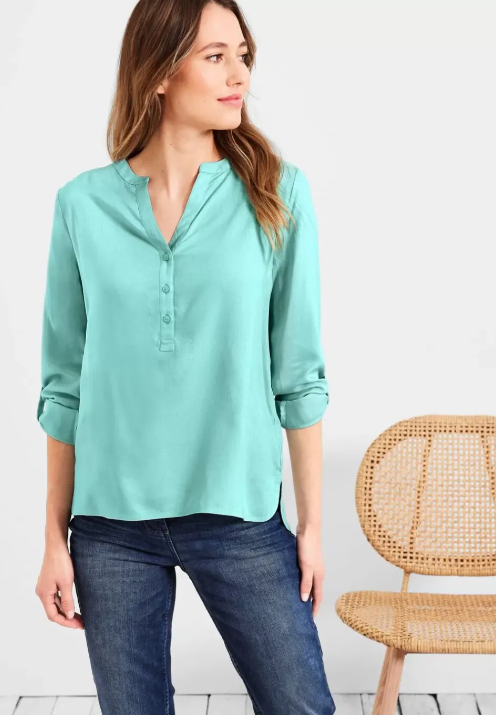Bluse In Unifarbe