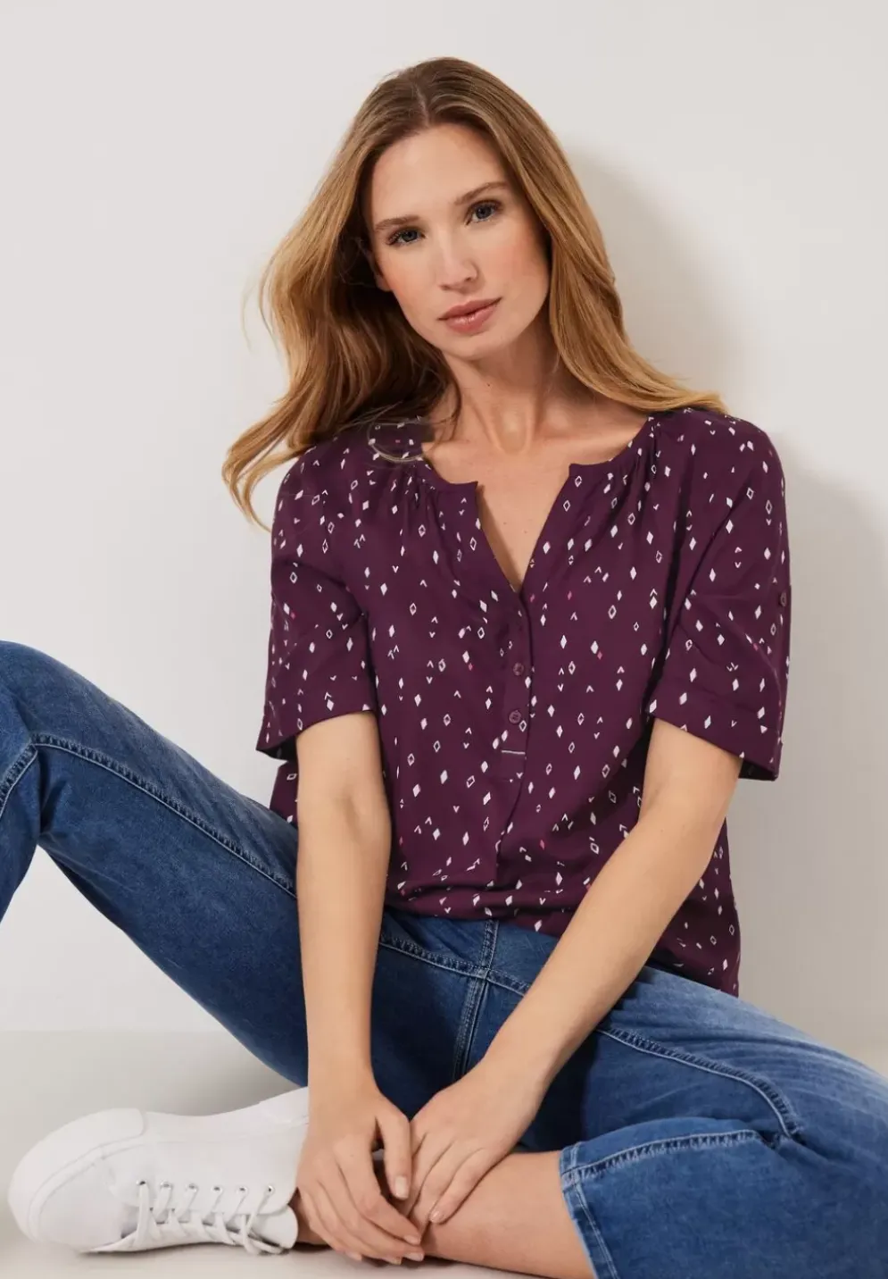 Bluse Mit Allover Print