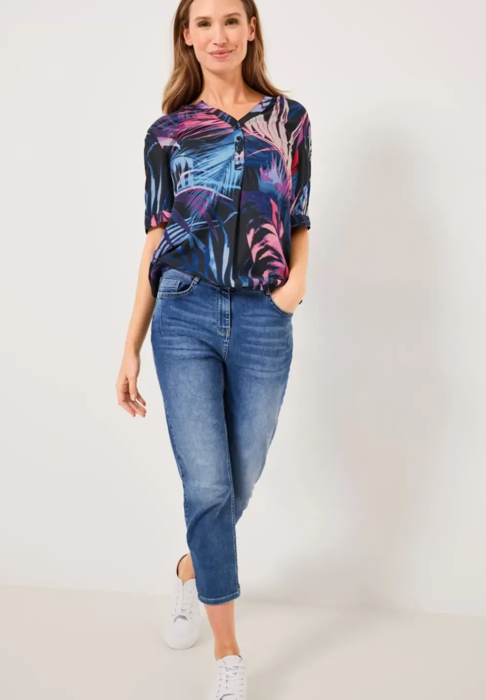 Bluse Mit Blattermuster