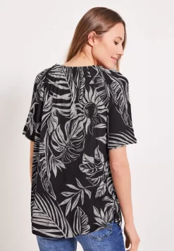Bluse Mit Blatterprint