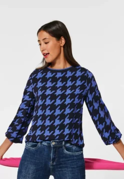 Bluse Mit Hahnentrittprint