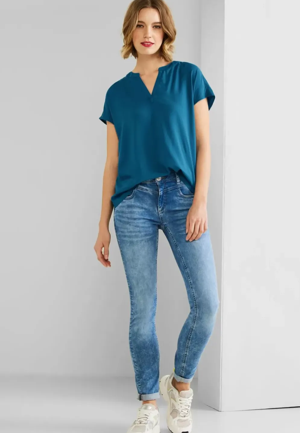 Blusenshirt In Unifarbe