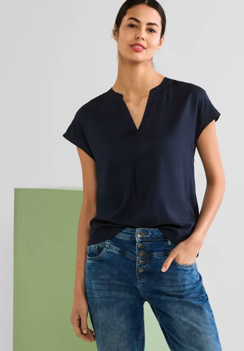 Blusenshirt In Unifarbe