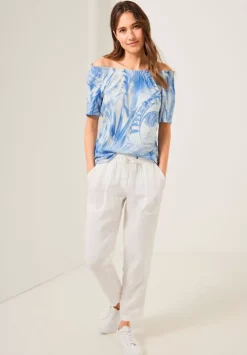 Carmenshirt Mit Blatterprint