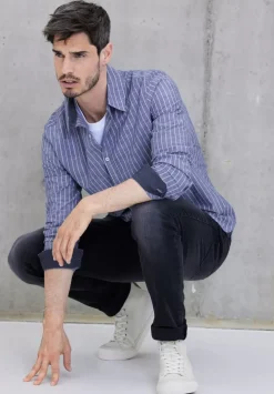 Chambray Hemd Mit Streifen