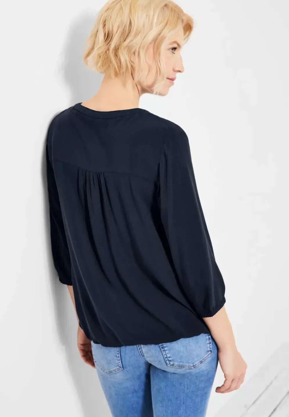 Dobby Bluse Mit 3/4 Armel