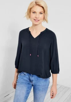 Dobby Bluse Mit 3/4 Armel