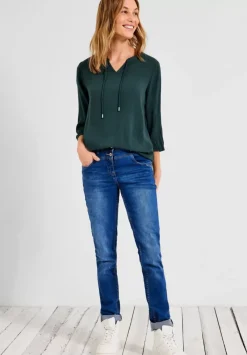 Dobby Bluse Mit 3/4 Armel