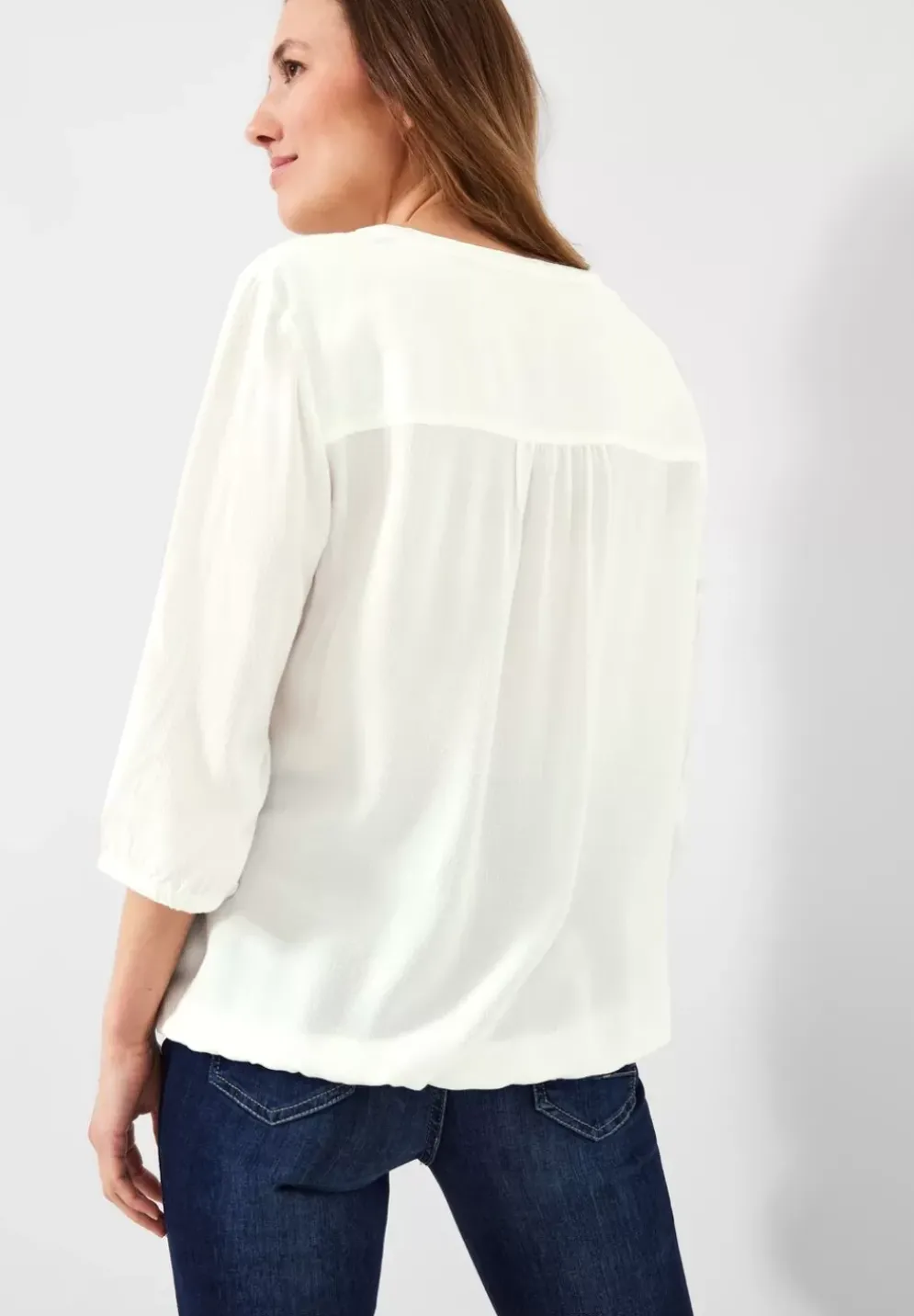 Dobby Bluse Mit 3/4 Armel