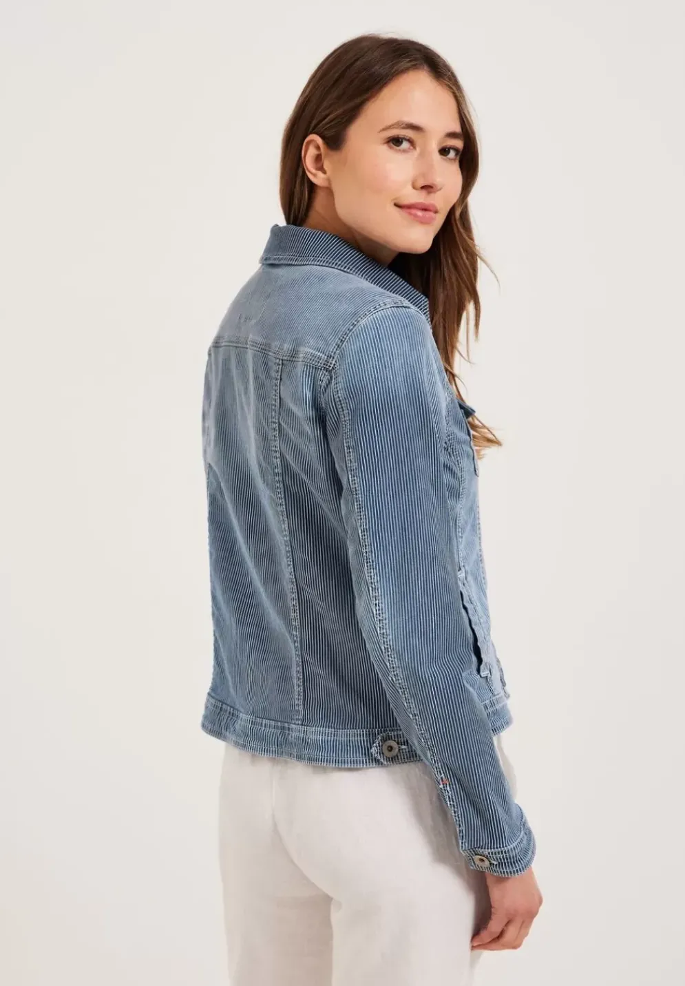 Gestreifte Jeansjacke