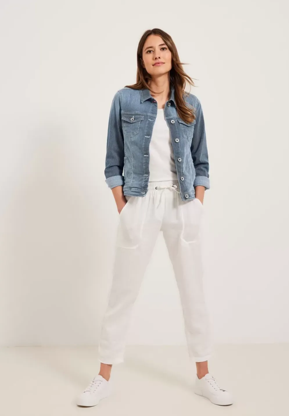 Gestreifte Jeansjacke