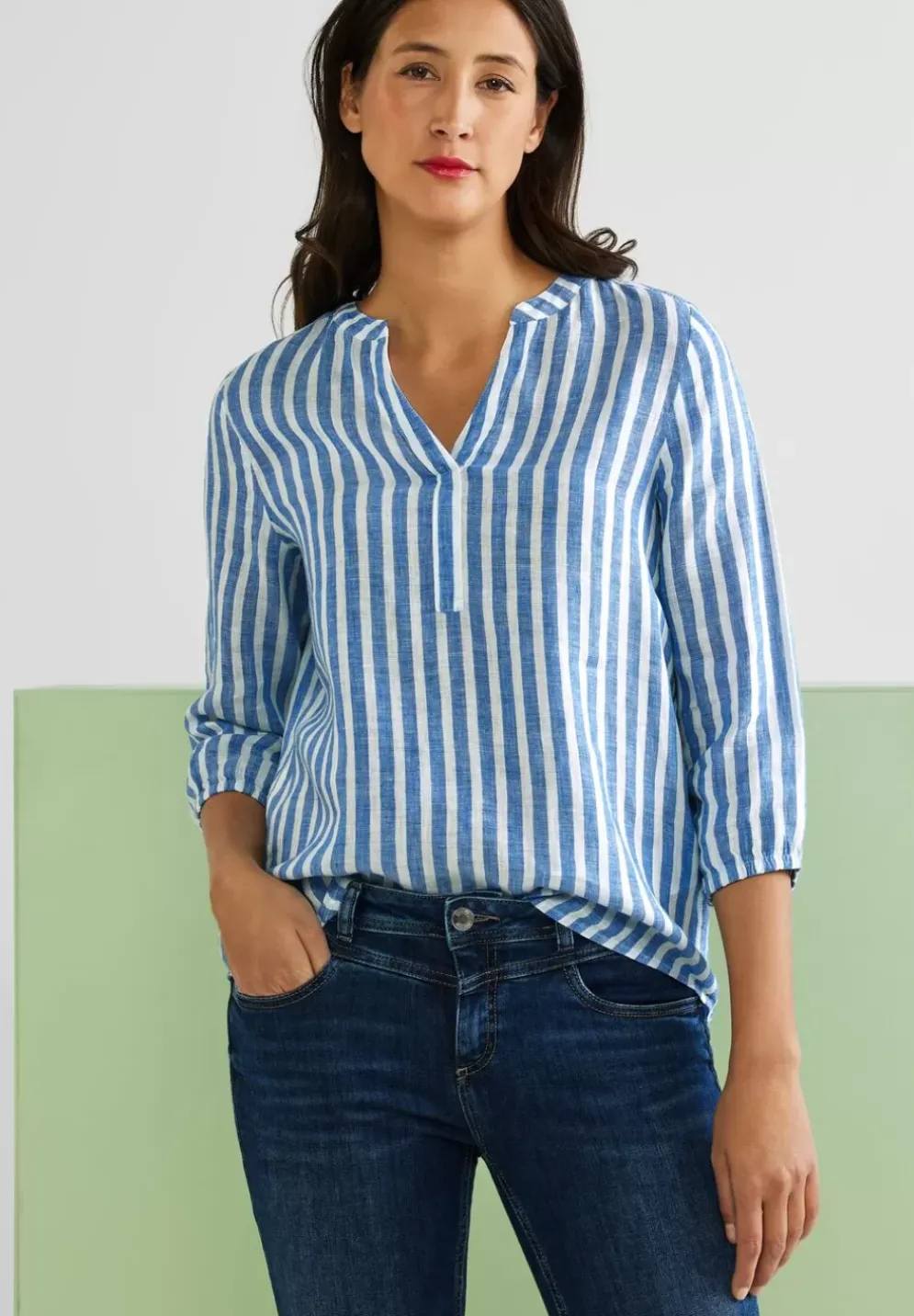 Gestreifte Leinenbluse