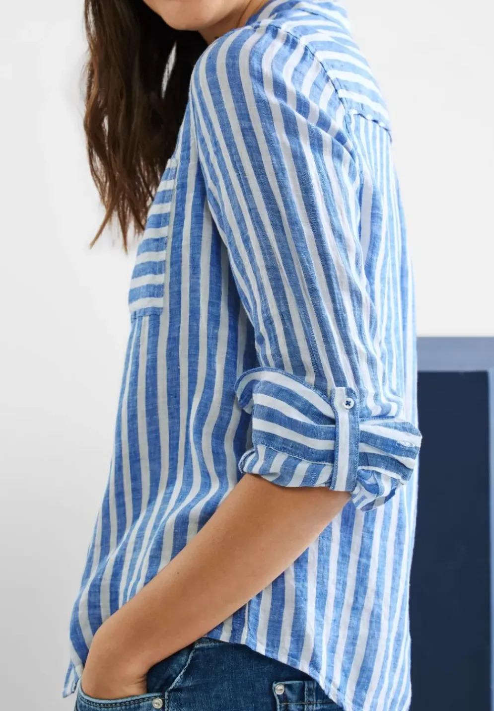 Gestreifte Leinenbluse