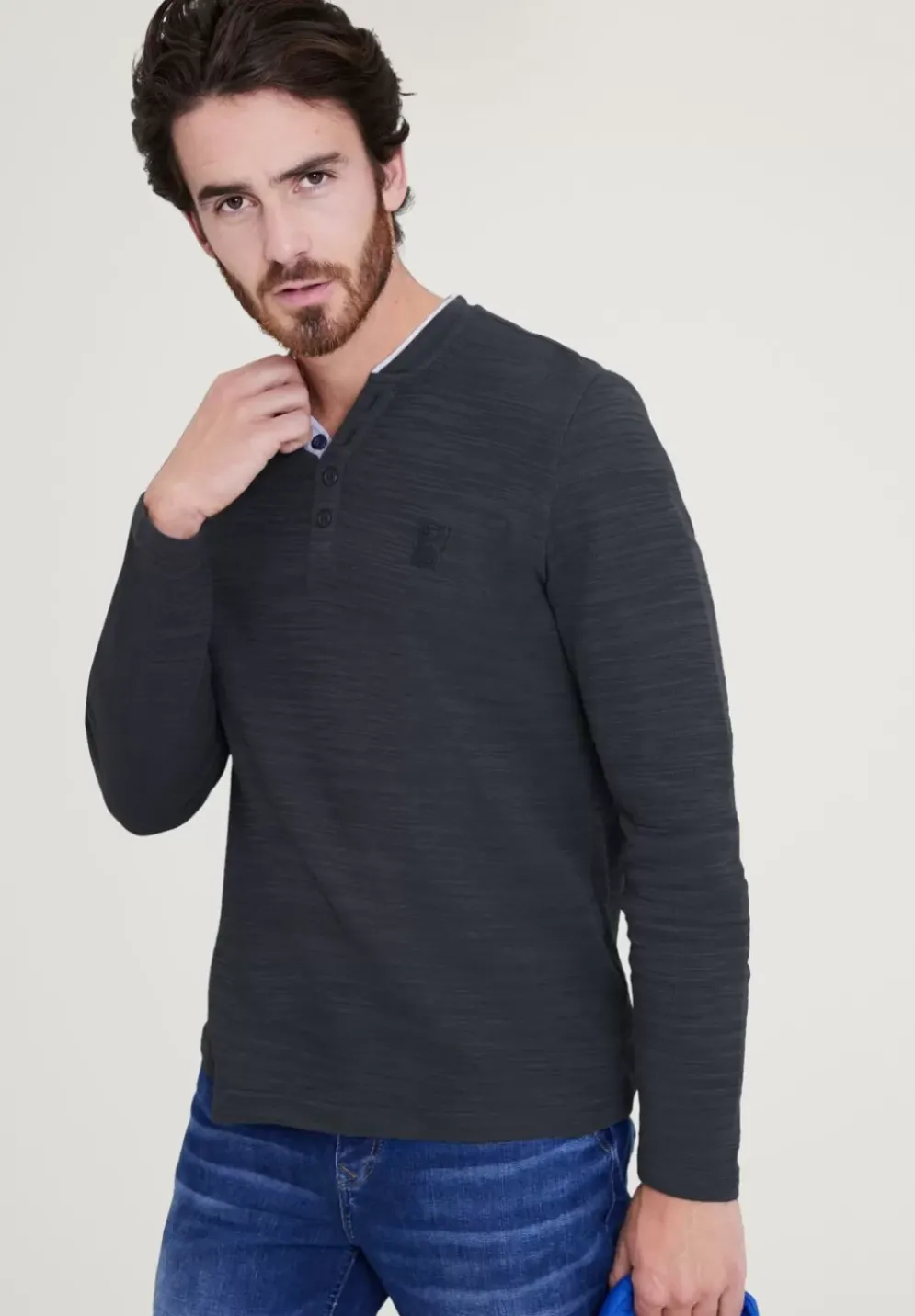 Henley Shirt In Unifarbe
