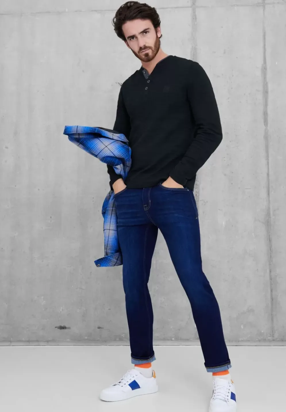 Henley Shirt In Unifarbe