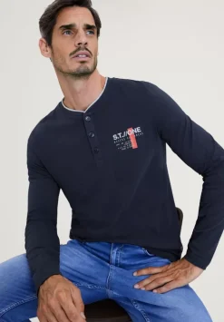 Henleyshirt Mit Brustprint