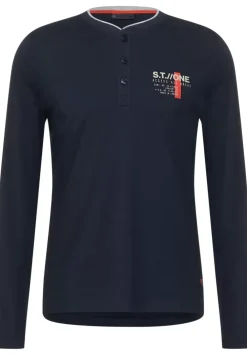 Henleyshirt Mit Brustprint
