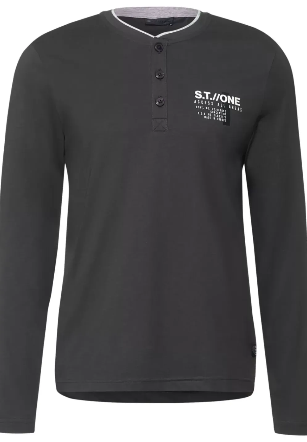 Henleyshirt Mit Brustprint