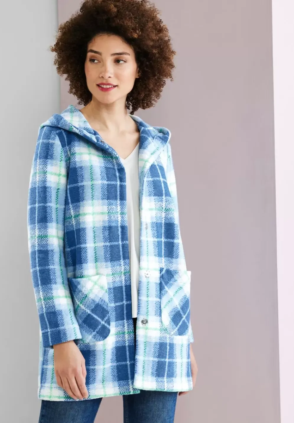 Hoodie Jacke Mit Karomuster