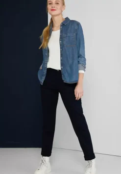 Jeansbluse Mit Brusttasche