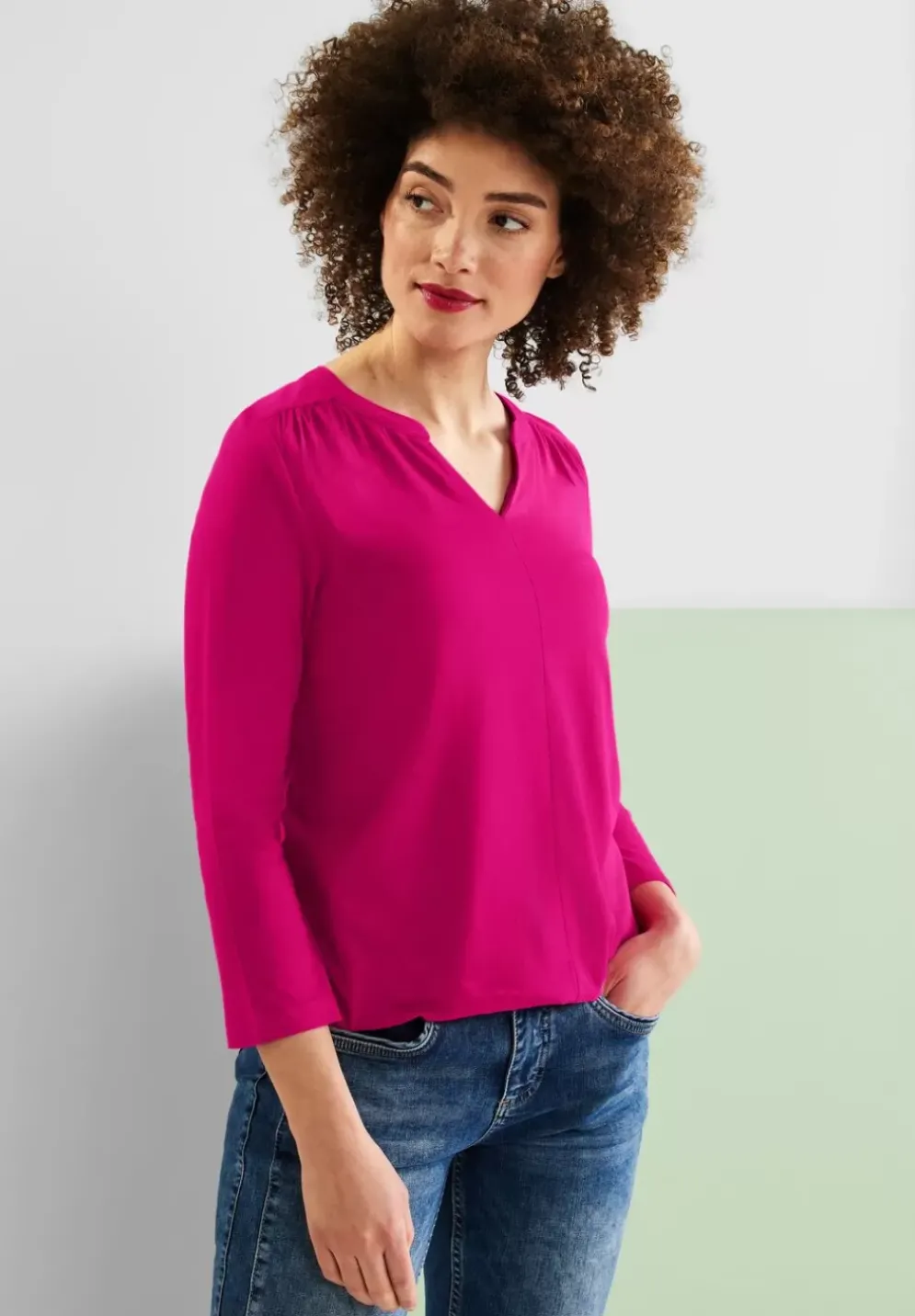 Jersey Shirt Mit 3/4 Armel