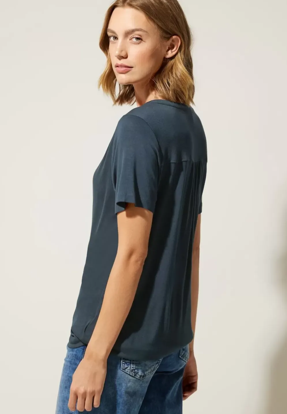 Jersey Shirt Mit Knopfleiste