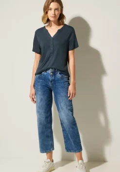 Jersey Shirt Mit Knopfleiste