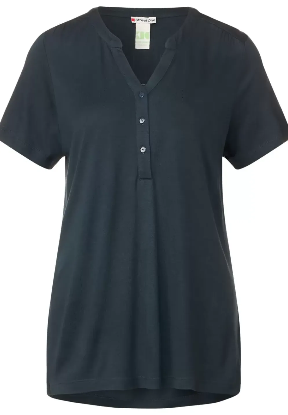 Jersey Shirt Mit Knopfleiste