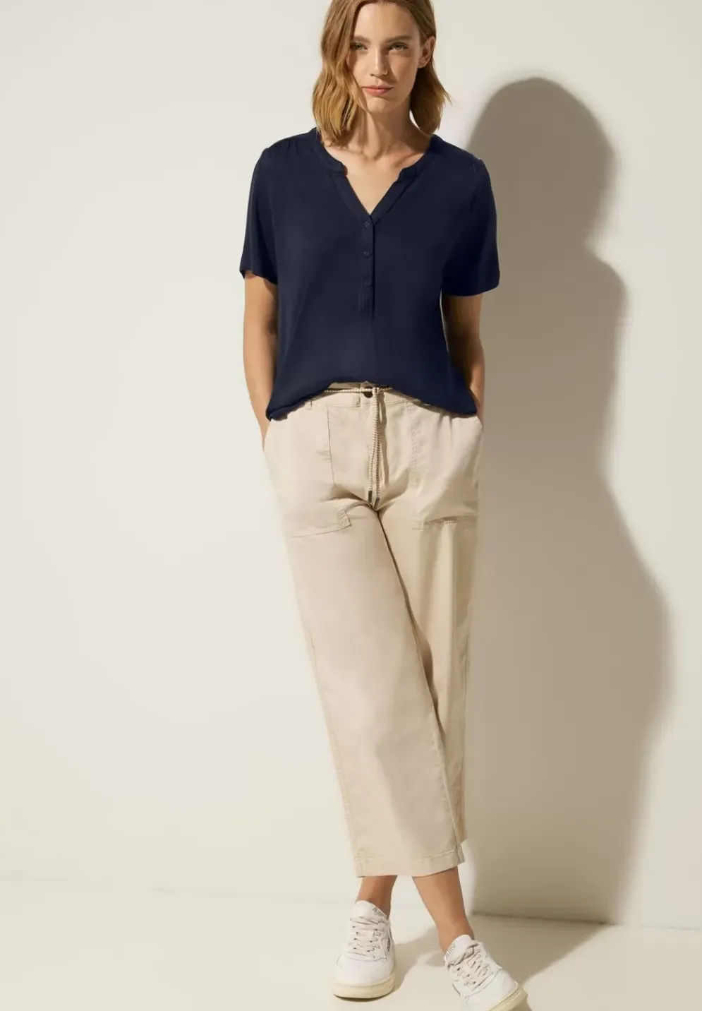 Jersey Shirt Mit Knopfleiste