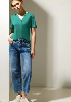 Jersey Shirt Mit Knopfleiste