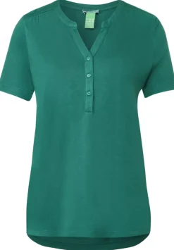 Jersey Shirt Mit Knopfleiste