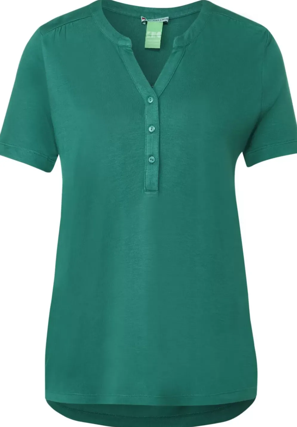 Jersey Shirt Mit Knopfleiste