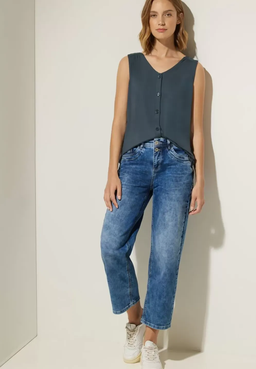 Jersey Top Mit Knopfleiste