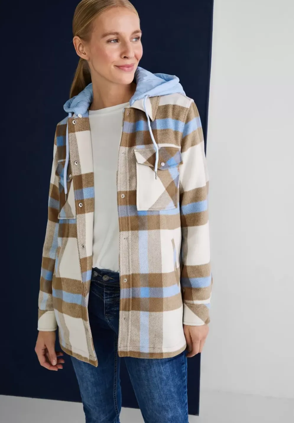 Karierte Overshirtjacke