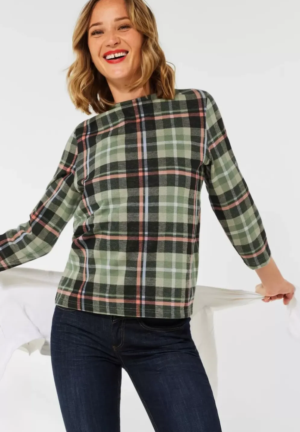 Kariertes Stehkragenshirt