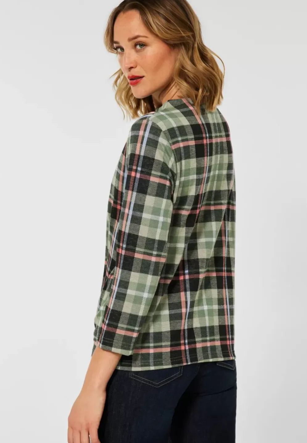 Kariertes Stehkragenshirt