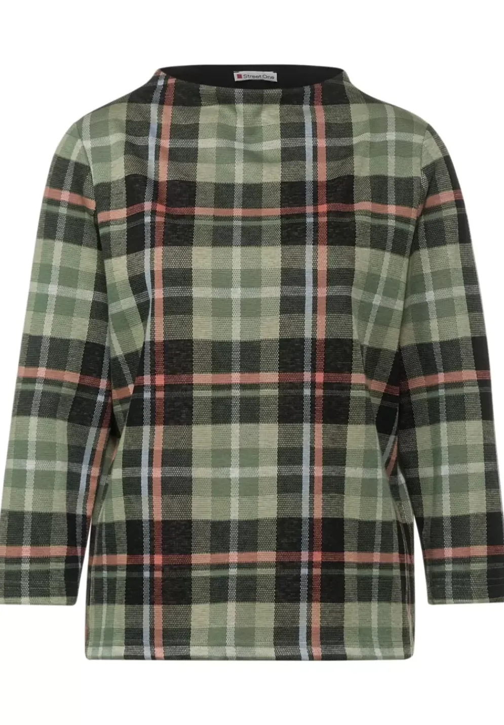 Kariertes Stehkragenshirt