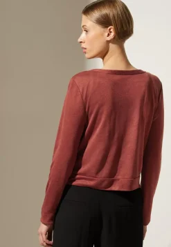 Kurze Leinenlook Strickjacke
