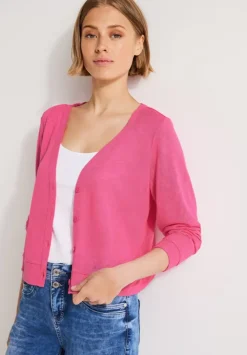 Kurze Leinenlook Strickjacke