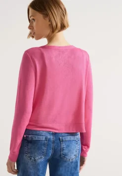 Kurze Leinenlook Strickjacke