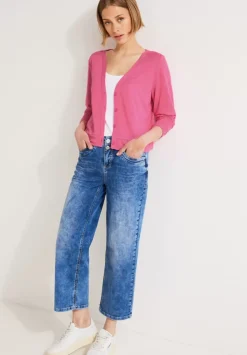 Kurze Leinenlook Strickjacke