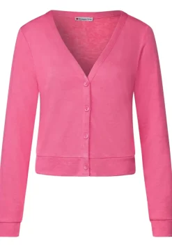 Kurze Leinenlook Strickjacke