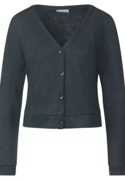 Kurze Leinenlook Strickjacke