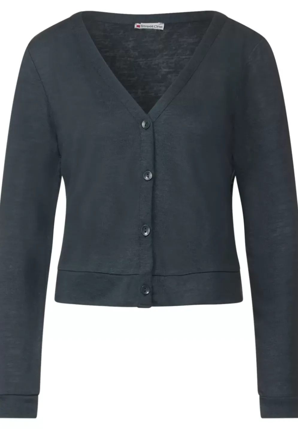 Kurze Leinenlook Strickjacke