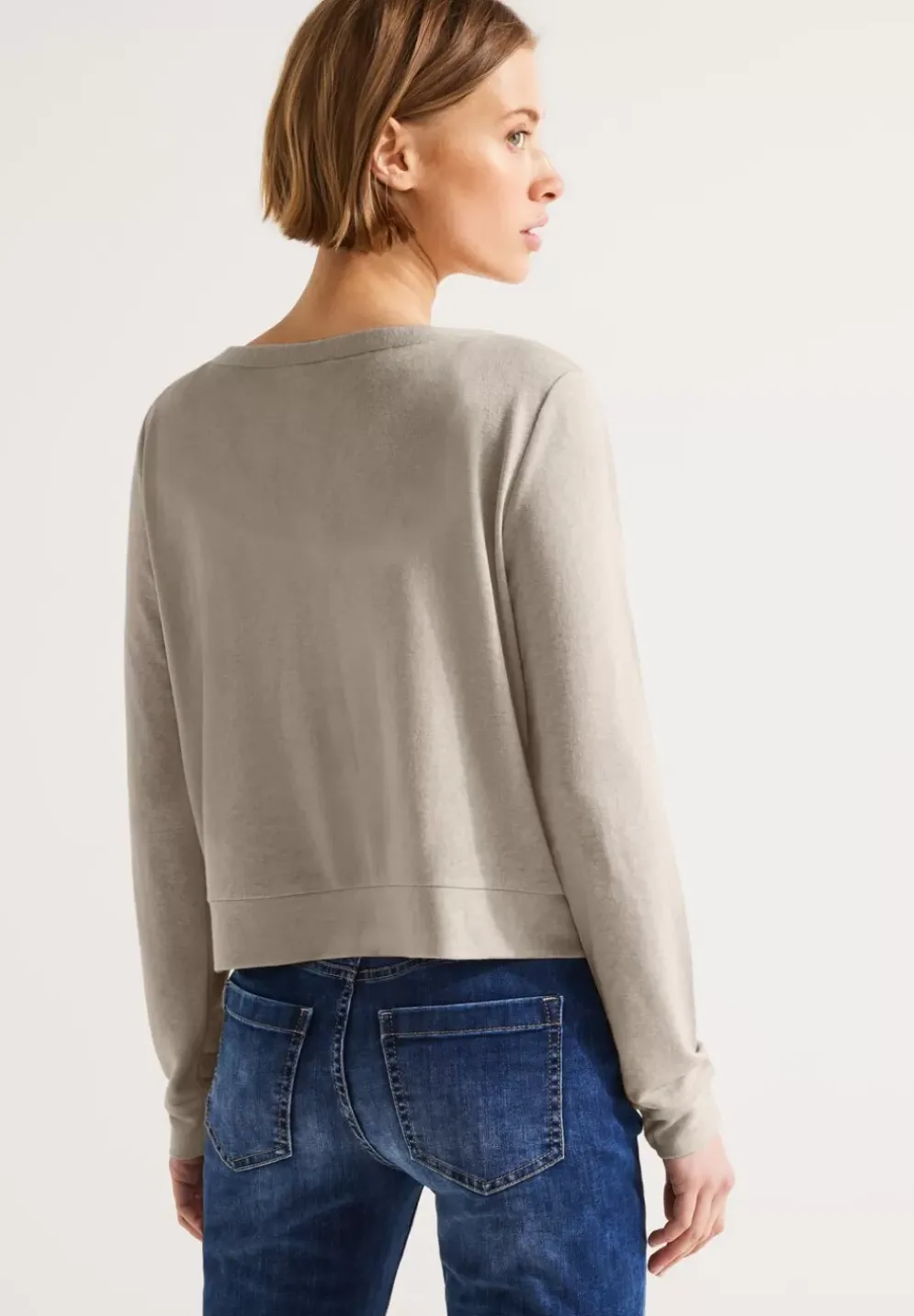 Kurze Leinenlook Strickjacke