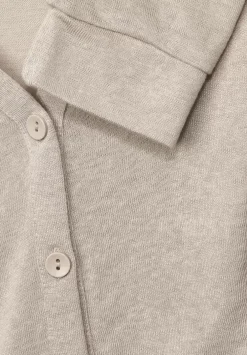 Kurze Leinenlook Strickjacke