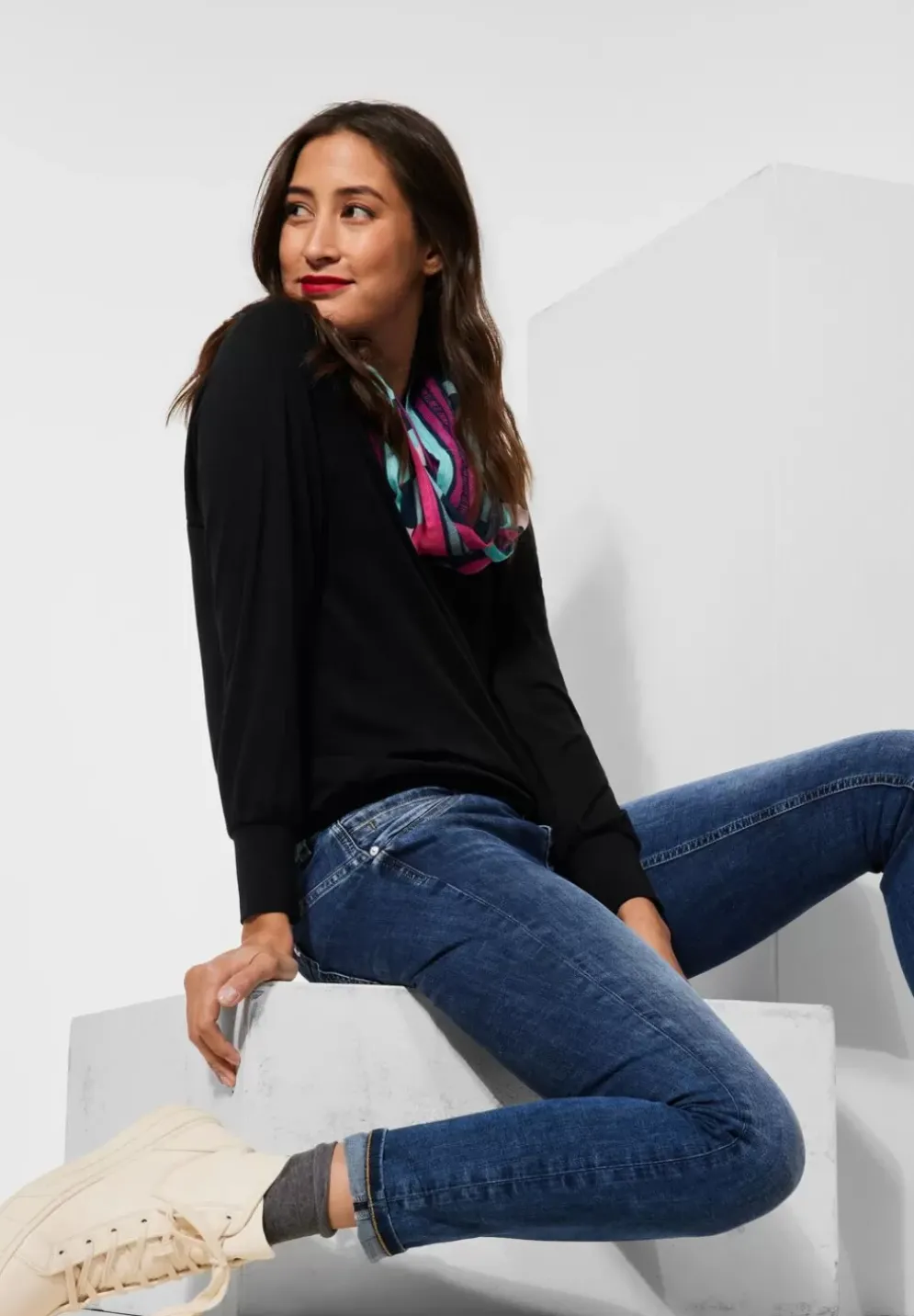 Langarmshirt Im Materialmix